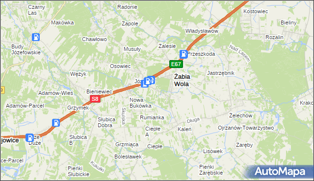 mapa Huta Żabiowolska, Huta Żabiowolska na mapie Targeo
