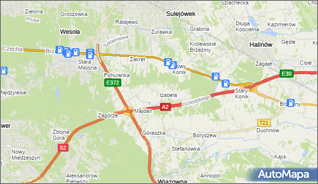 mapa Izabela gmina Wiązowna, Izabela gmina Wiązowna na mapie Targeo