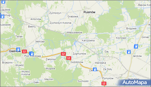 mapa Jabłonna gmina Rusinów, Jabłonna gmina Rusinów na mapie Targeo