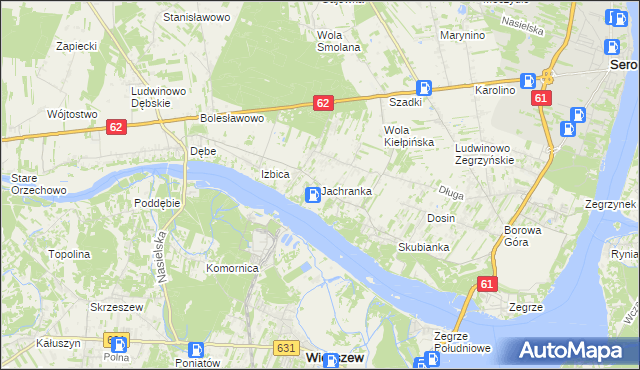 mapa Jachranka, Jachranka na mapie Targeo