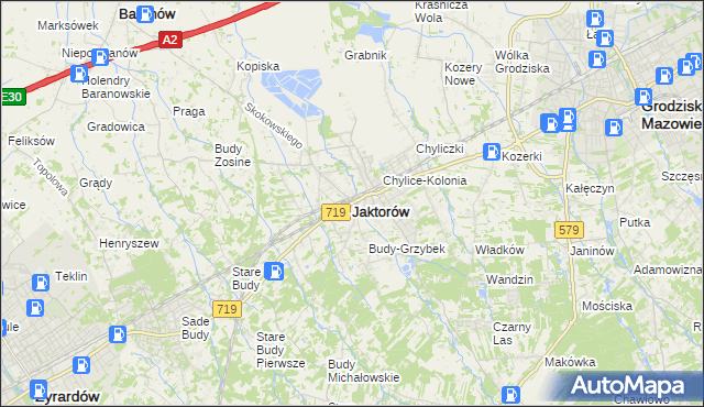 mapa Jaktorów, Jaktorów na mapie Targeo