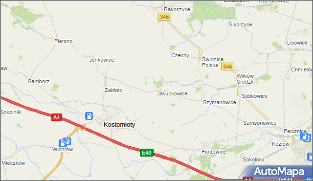 mapa Jakubkowice, Jakubkowice na mapie Targeo