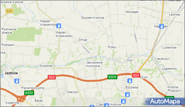 mapa Jakubowice Konińskie-Kolonia, Jakubowice Konińskie-Kolonia na mapie Targeo