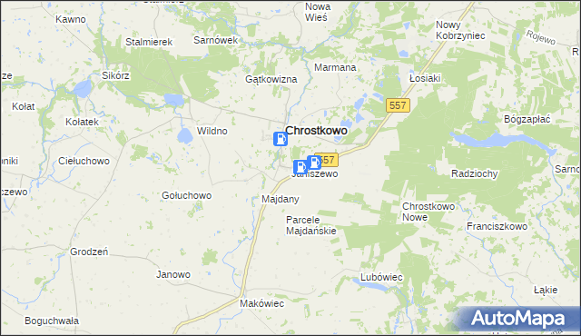 mapa Janiszewo gmina Chrostkowo, Janiszewo gmina Chrostkowo na mapie Targeo