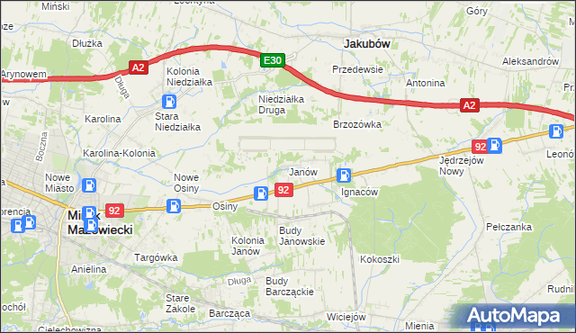 mapa Janów gmina Mińsk Mazowiecki, Janów gmina Mińsk Mazowiecki na mapie Targeo