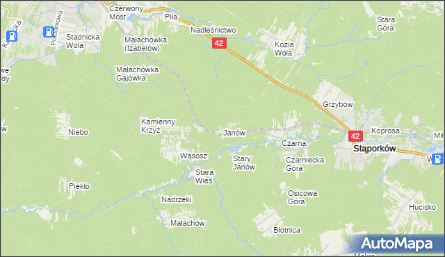 mapa Janów gmina Stąporków, Janów gmina Stąporków na mapie Targeo