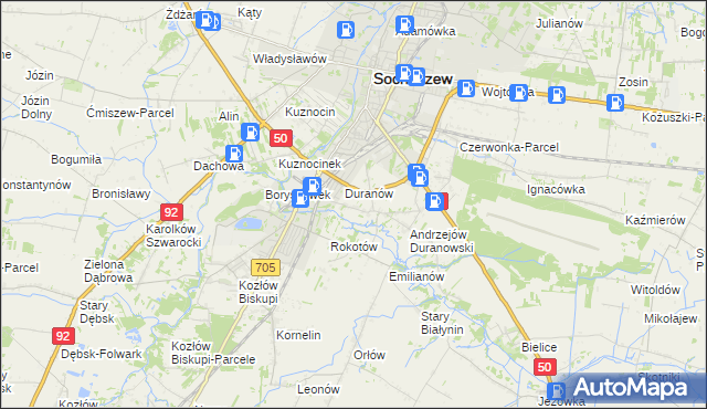 mapa Janówek Duranowski, Janówek Duranowski na mapie Targeo
