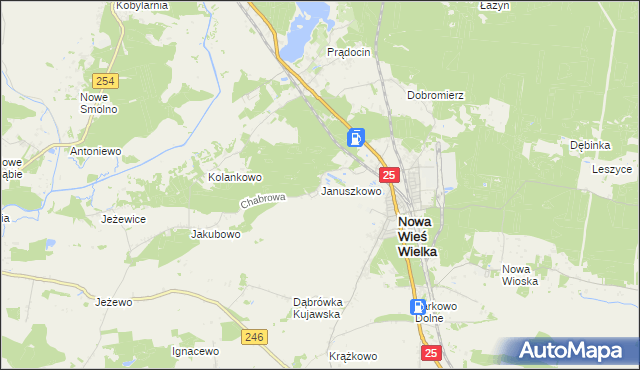 mapa Januszkowo gmina Nowa Wieś Wielka, Januszkowo gmina Nowa Wieś Wielka na mapie Targeo