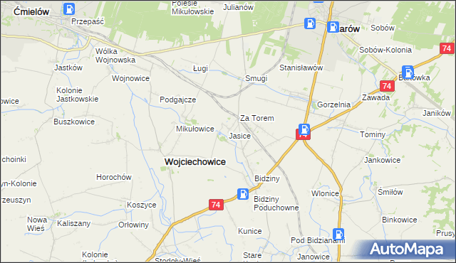 mapa Jasice, Jasice na mapie Targeo