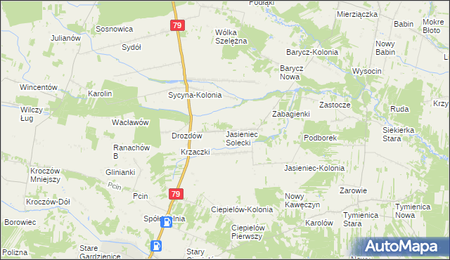 mapa Jasieniec Solecki, Jasieniec Solecki na mapie Targeo
