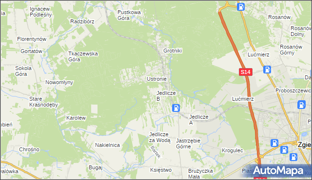 mapa Jedlicze B, Jedlicze B na mapie Targeo