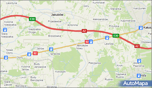 mapa Jędrzejów Nowy, Jędrzejów Nowy na mapie Targeo