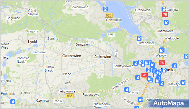mapa Jejkowice, Jejkowice na mapie Targeo