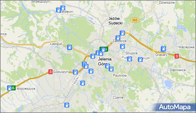 mapa Jelenia Góra, Jelenia Góra na mapie Targeo