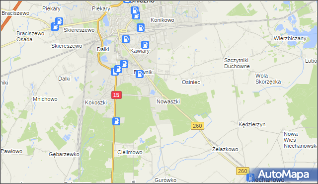 mapa Jelonek gmina Niechanowo, Jelonek gmina Niechanowo na mapie Targeo