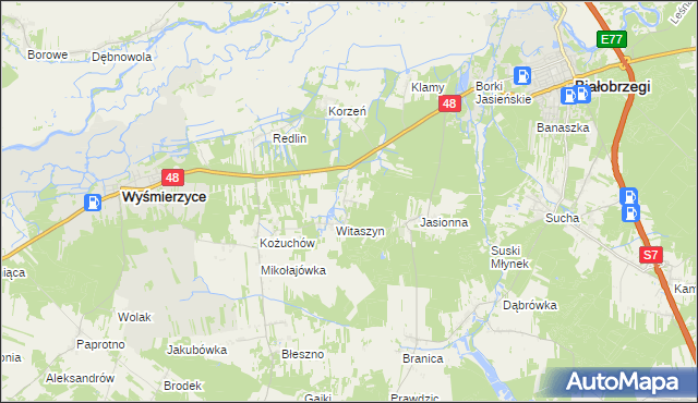 mapa Jeruzal gmina Wyśmierzyce, Jeruzal gmina Wyśmierzyce na mapie Targeo