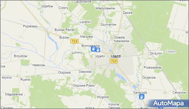 mapa Józefin gmina Ujazd, Józefin gmina Ujazd na mapie Targeo