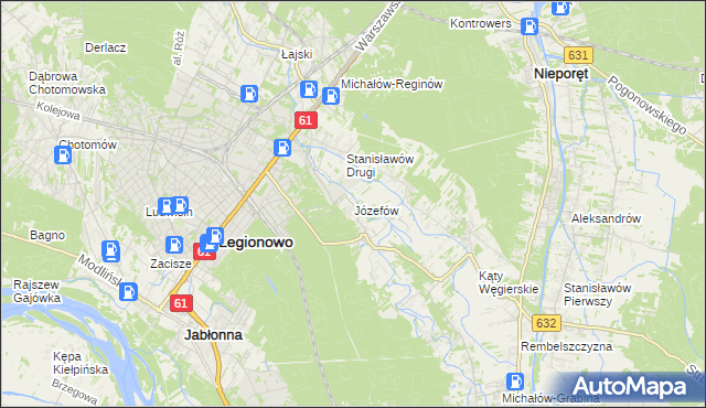 mapa Józefów gmina Nieporęt, Józefów gmina Nieporęt na mapie Targeo
