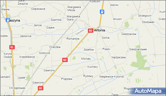 mapa Józefów gmina Witonia, Józefów gmina Witonia na mapie Targeo