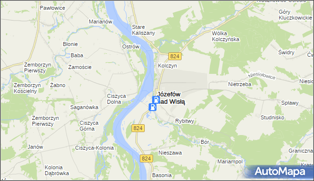 mapa Józefów nad Wisłą, Józefów nad Wisłą na mapie Targeo