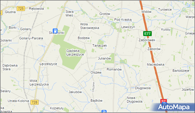 mapa Julianów gmina Belsk Duży, Julianów gmina Belsk Duży na mapie Targeo