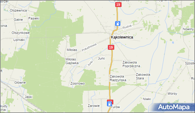 mapa Jurki gmina Kąkolewnica, Jurki gmina Kąkolewnica na mapie Targeo