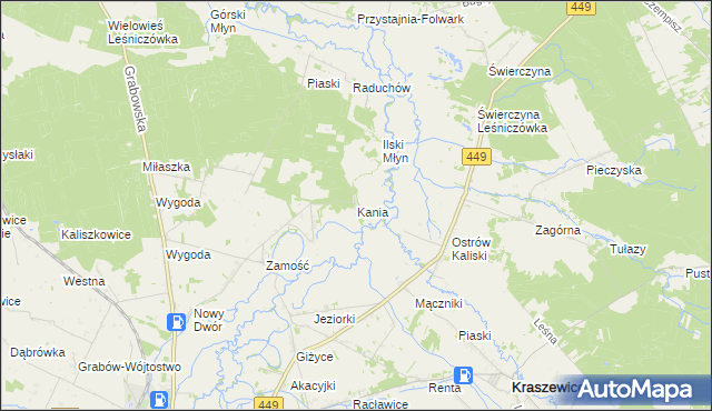 mapa Kania gmina Sieroszewice, Kania gmina Sieroszewice na mapie Targeo