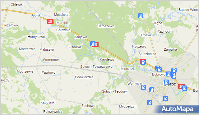mapa Karolewo gmina Sierpc, Karolewo gmina Sierpc na mapie Targeo