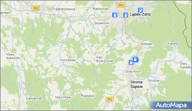 mapa Kąty Bystrzyckie, Kąty Bystrzyckie na mapie Targeo