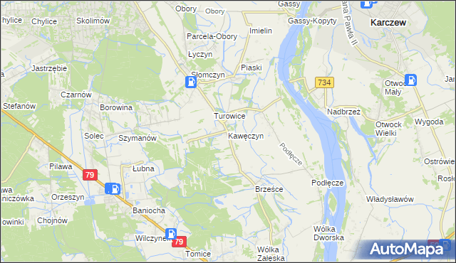mapa Kawęczyn gmina Konstancin-Jeziorna, Kawęczyn gmina Konstancin-Jeziorna na mapie Targeo