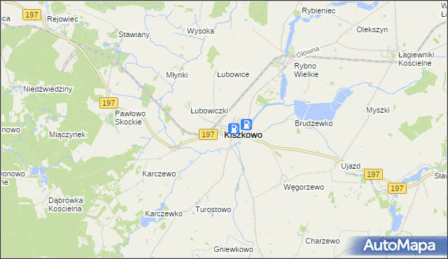mapa Kiszkowo powiat gnieźnieński, Kiszkowo powiat gnieźnieński na mapie Targeo
