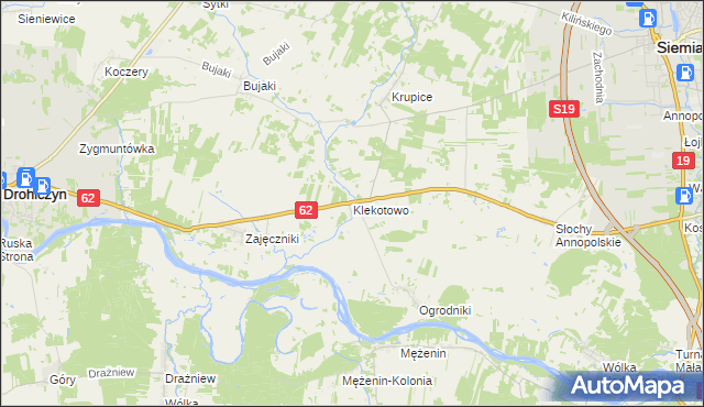 mapa Klekotowo gmina Siemiatycze, Klekotowo gmina Siemiatycze na mapie Targeo