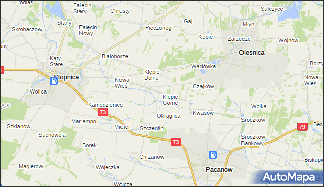 mapa Klępie Górne, Klępie Górne na mapie Targeo