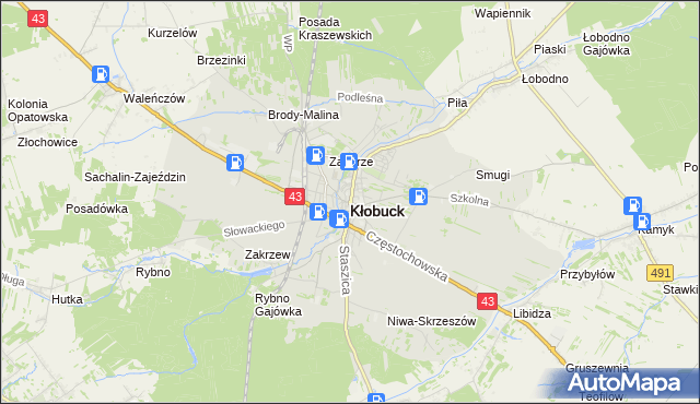 mapa Kłobuck, Kłobuck na mapie Targeo