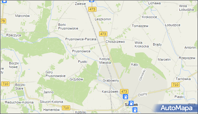 mapa Kobyla Miejska, Kobyla Miejska na mapie Targeo