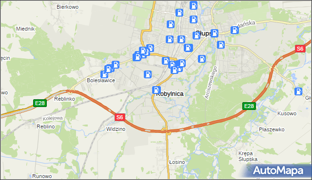 mapa Kobylnica powiat słupski, Kobylnica powiat słupski na mapie Targeo