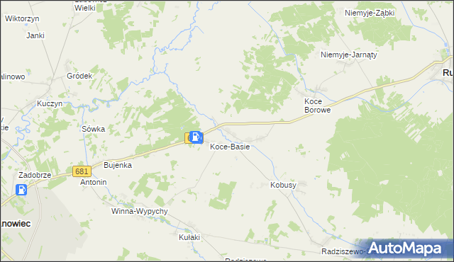 mapa Koce-Piskuły, Koce-Piskuły na mapie Targeo