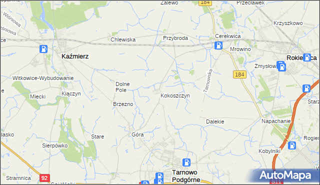 mapa Kokoszczyn gmina Tarnowo Podgórne, Kokoszczyn gmina Tarnowo Podgórne na mapie Targeo
