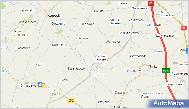 mapa Kolonia Łowiczek, Kolonia Łowiczek na mapie Targeo