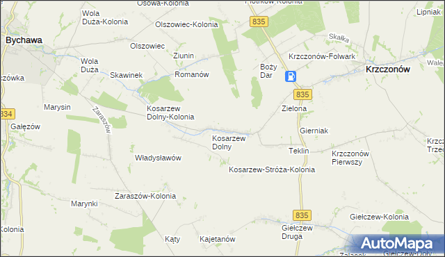 mapa Kosarzew Górny, Kosarzew Górny na mapie Targeo