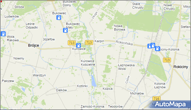 mapa Kotliny gmina Brójce, Kotliny gmina Brójce na mapie Targeo