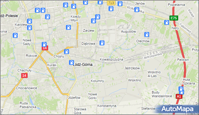 mapa Kowalszczyzna gmina Łódź, Kowalszczyzna gmina Łódź na mapie Targeo