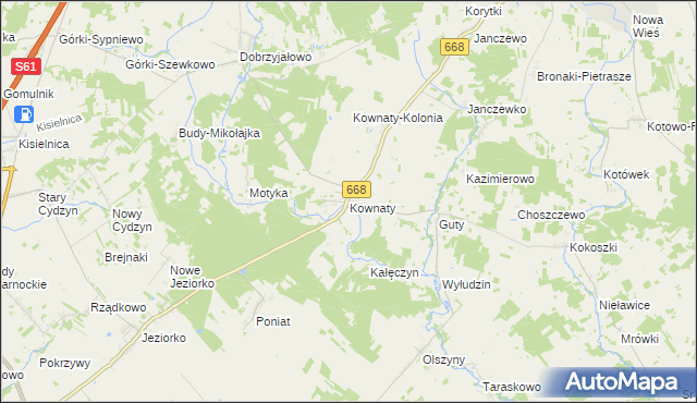 mapa Kownaty gmina Piątnica, Kownaty gmina Piątnica na mapie Targeo