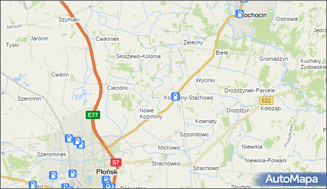 mapa Koziminy-Stachowo, Koziminy-Stachowo na mapie Targeo