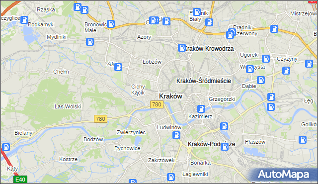 mapa Krakowa, Kraków na mapie Targeo