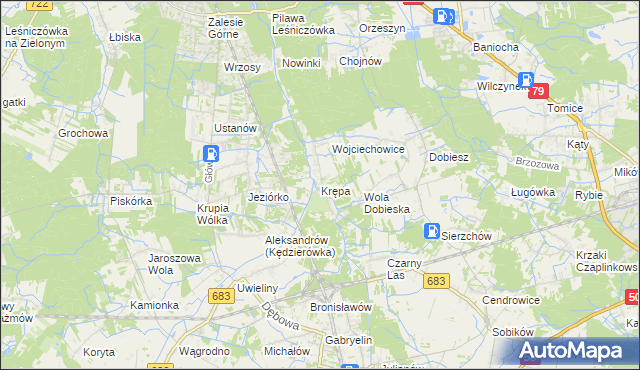 mapa Krępa gmina Prażmów, Krępa gmina Prażmów na mapie Targeo