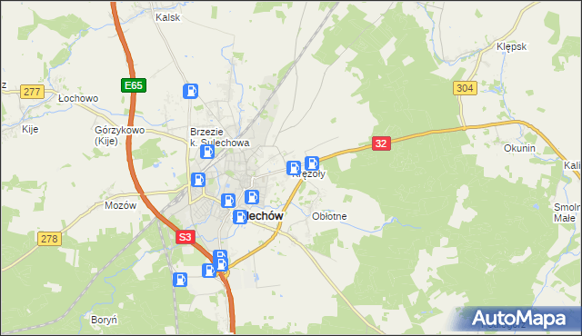 mapa Krężoły gmina Sulechów, Krężoły gmina Sulechów na mapie Targeo