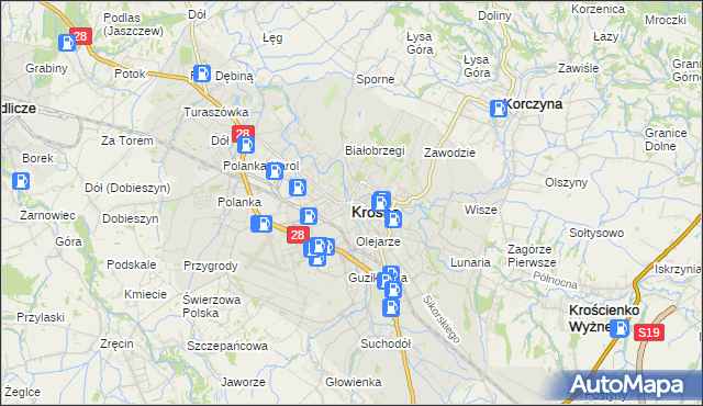 mapa Krosna, Krosno na mapie Targeo