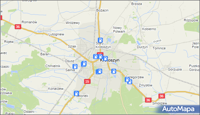 mapa Krotoszyna, Krotoszyn na mapie Targeo