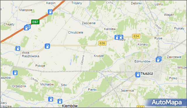 mapa Krusze gmina Klembów, Krusze gmina Klembów na mapie Targeo